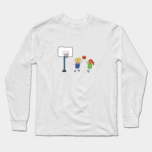 cute kids playing basketball Long Sleeve T-Shirt